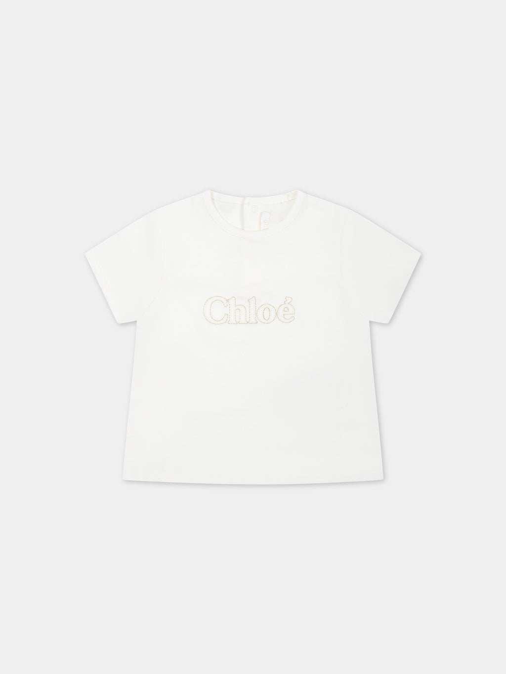 White t-shirt for baby girl with logo